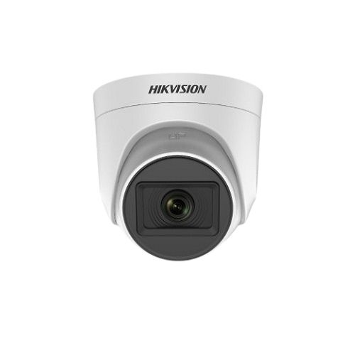 Camera HDTVI DS-2CE76H0T-ITPFS bán cầu cố định 5MP có âm thanh  vỏ nhựa